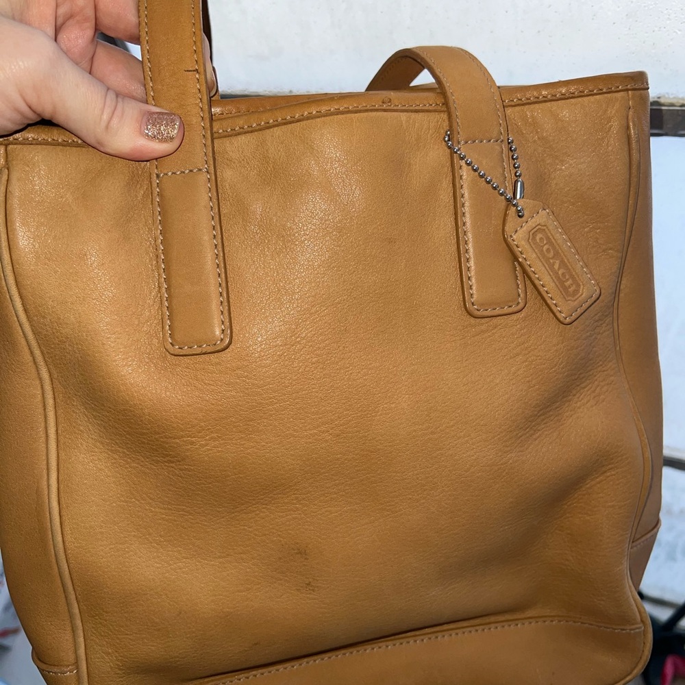 Vintage 1992 Coach Hampton Lunch Tote Tan Leather | Needs Repair - Picture 11 of 12